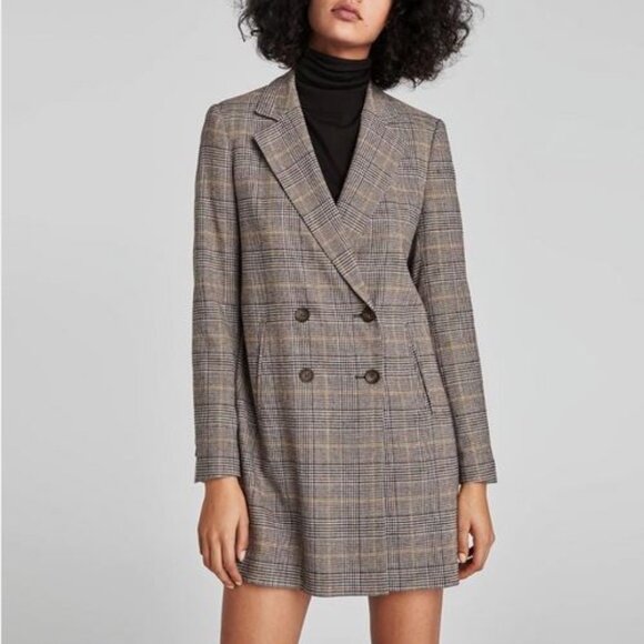 Zara Jackets & Blazers - Zara Double Breasted Check Jacket